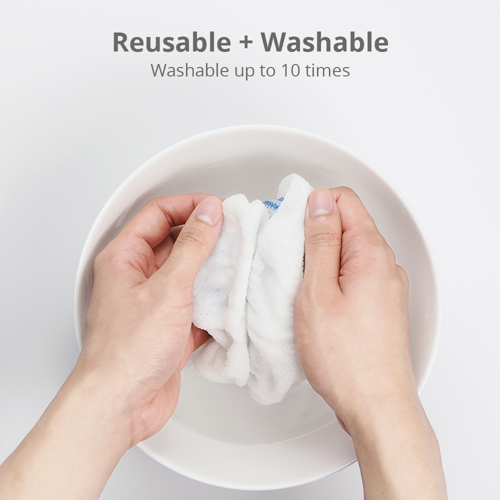 Person washing sustainable maternity briefs, reusable and washable up to 10 times.