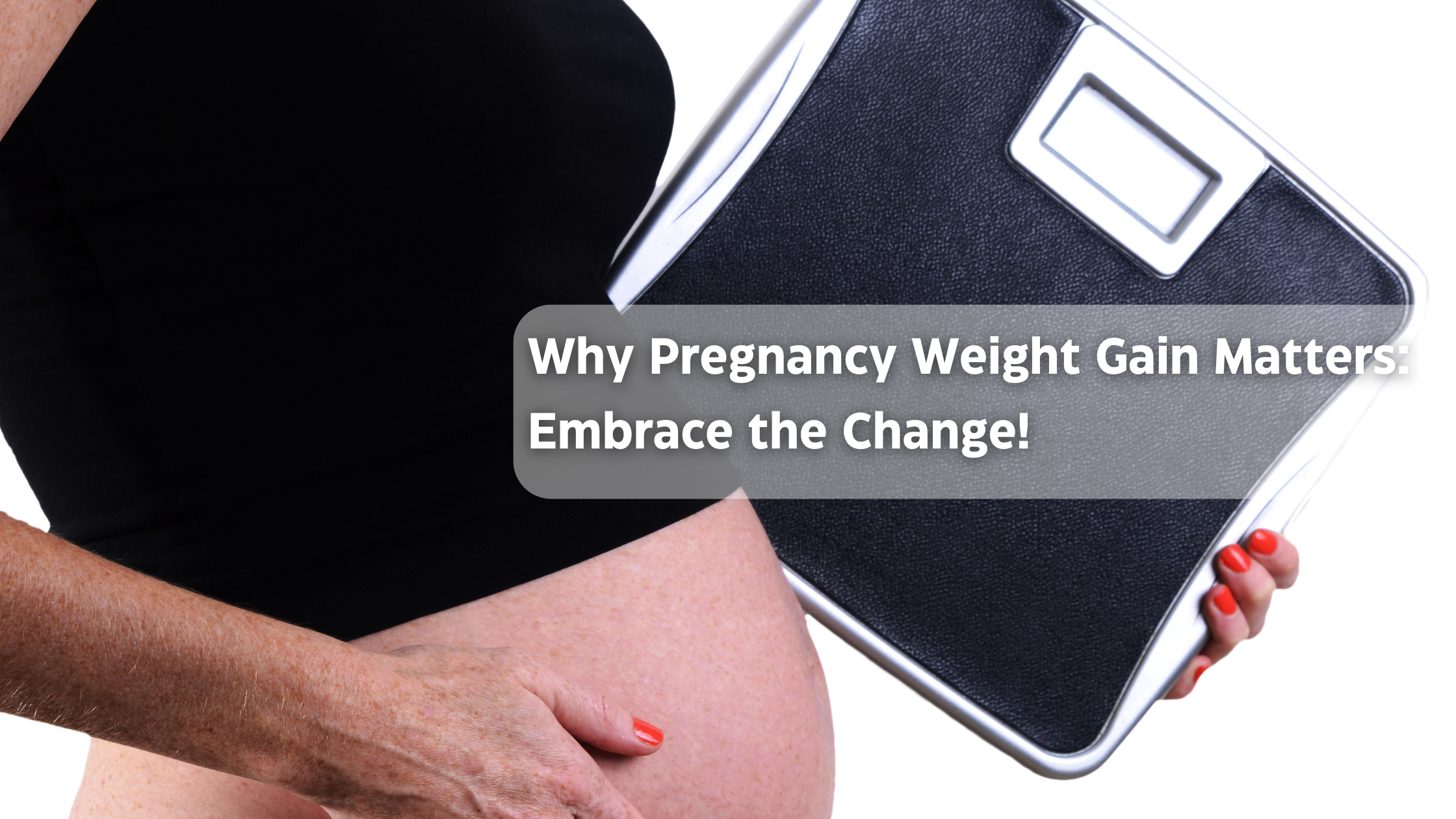 Pregnant woman holding scale symbolizing pregnancy weight gain awareness campaign