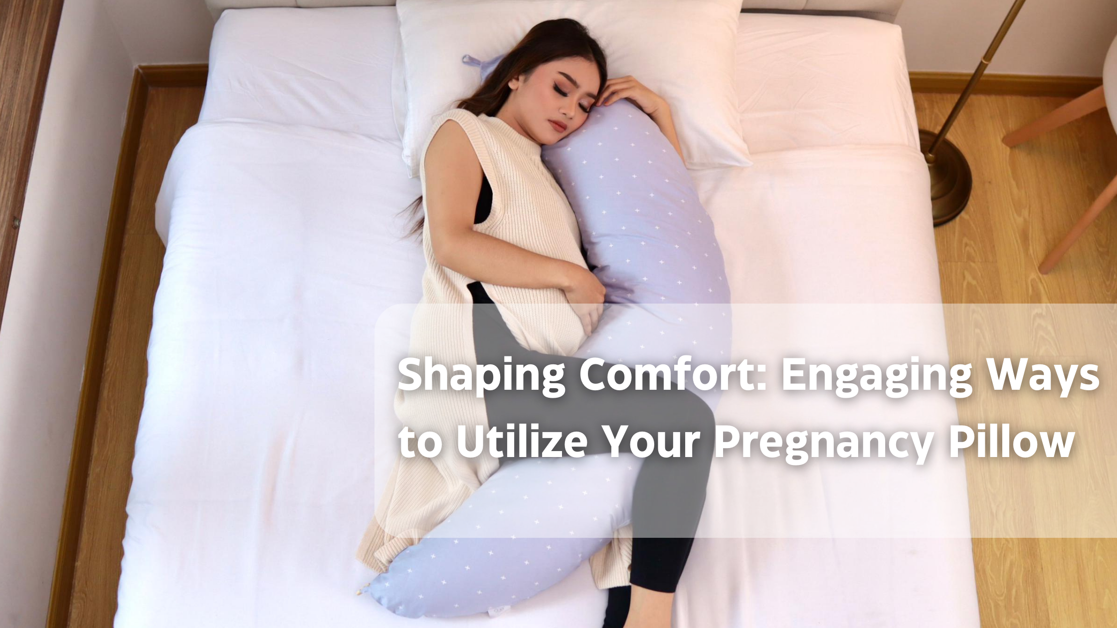 pregnant woman resting comfortably with pregnancy pillow for back support