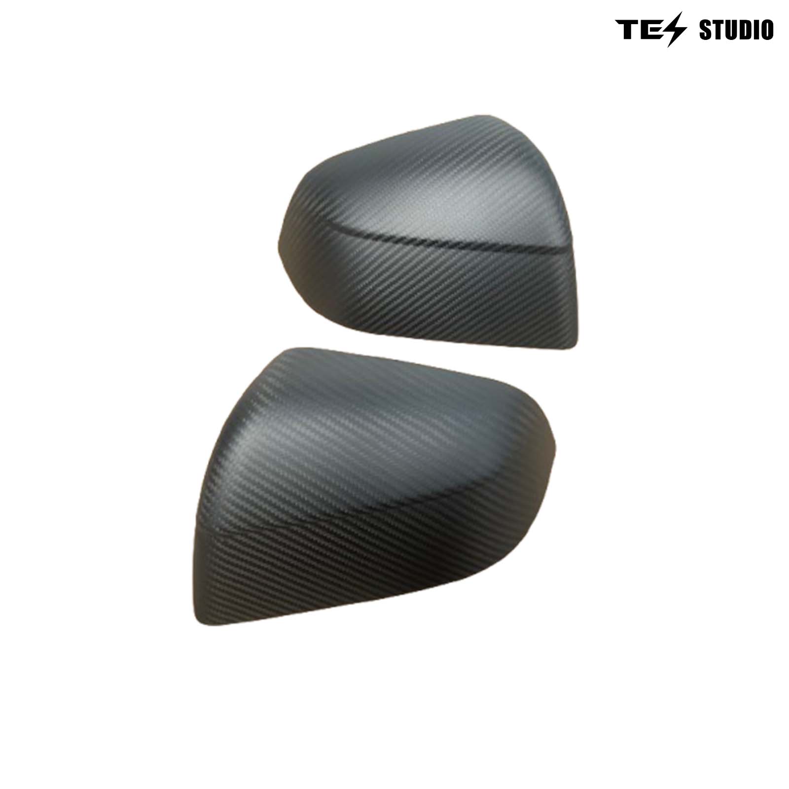 Carbon fiber Tesla side mirrors by TES STUDIO for high-performance vehicles